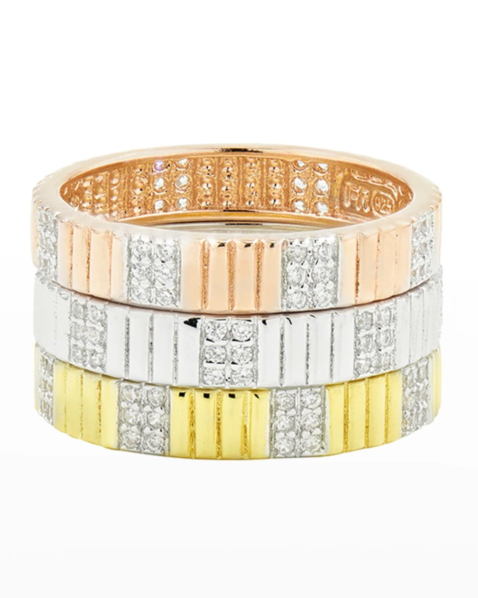 Tricolor Stack Rings, Set of 3, Size 6-